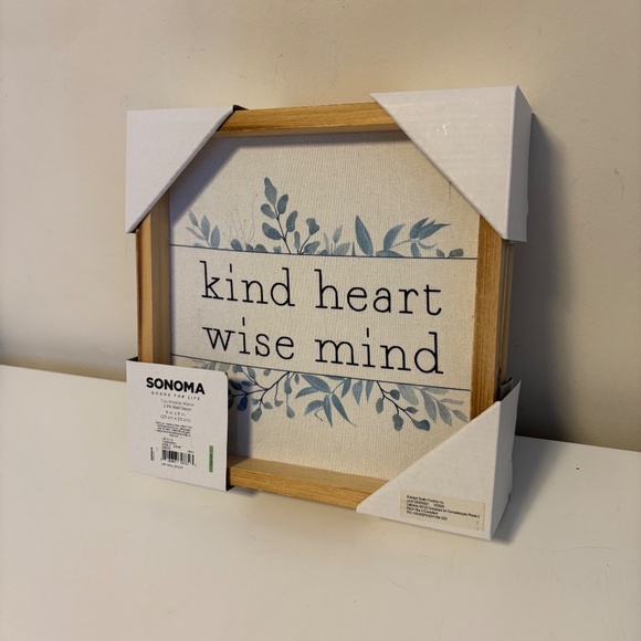 Sonoma Goods For Life Kind Heart Framed Wall Decor 2 Piece Set 9” x 9” NIB - Picture 4 of 5